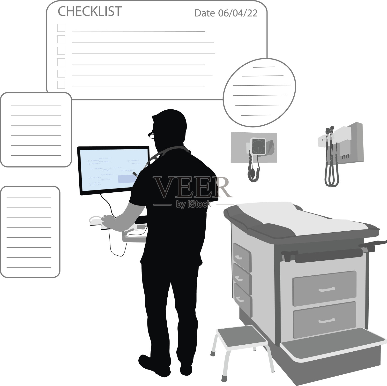 医生数据输入插画图片素材