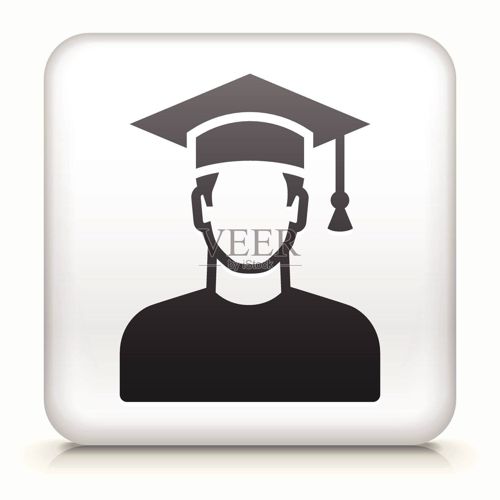 带毕业男人脸的方形按钮设计元素图片