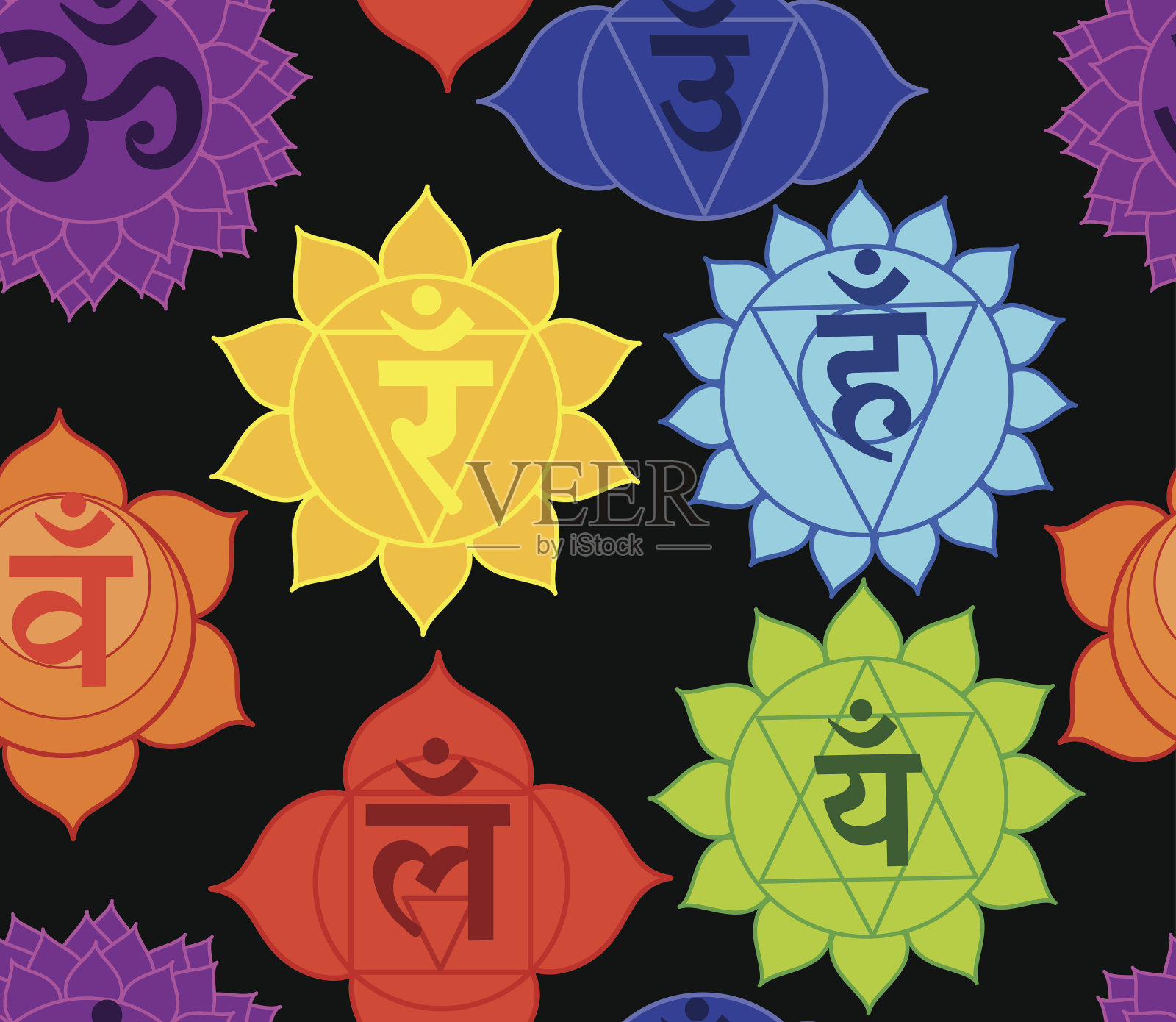 七脉轮无缝设计插画图片素材