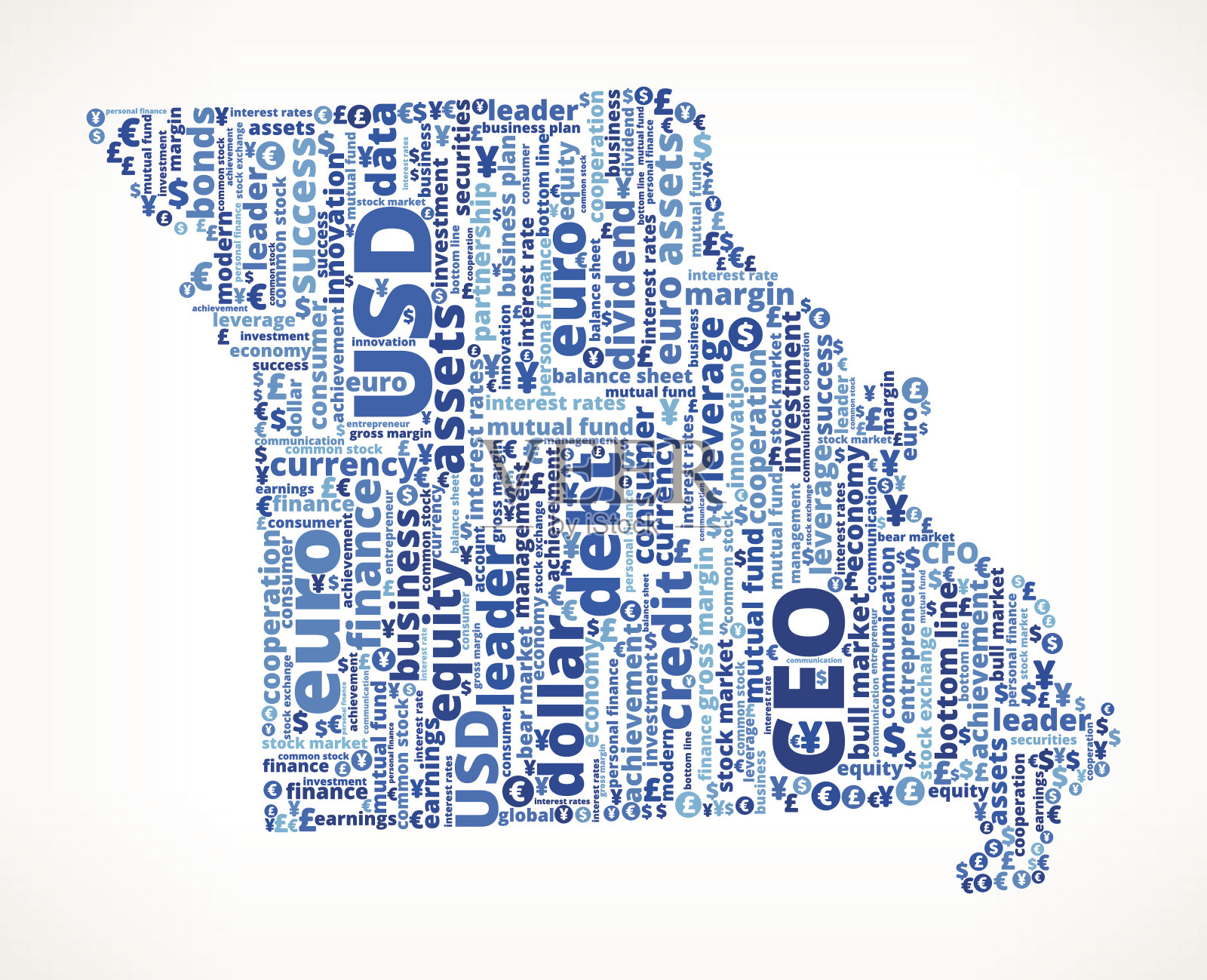 密苏里州商业和金融词汇云插画图片素材