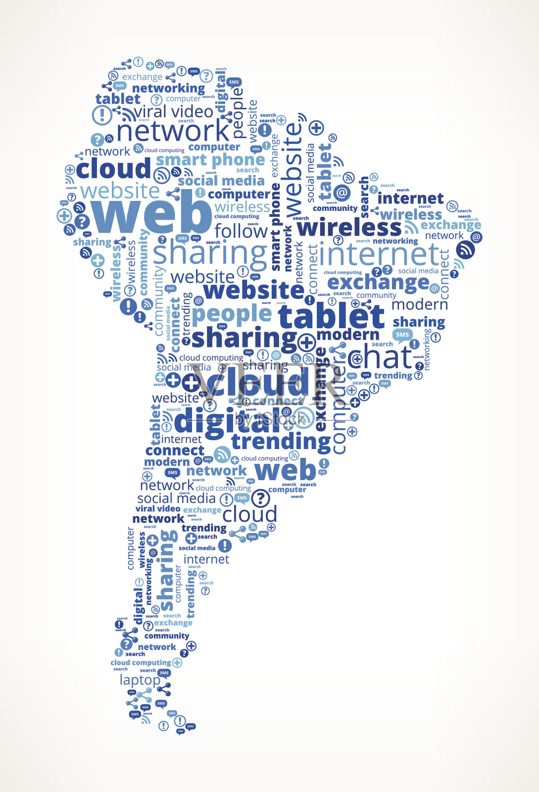 南美技术和互联网文字云插画图片素材