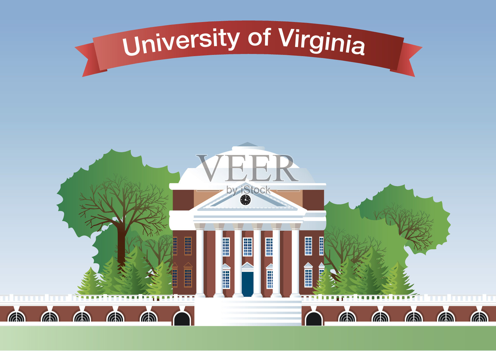 维吉尼亚大学插画图片素材