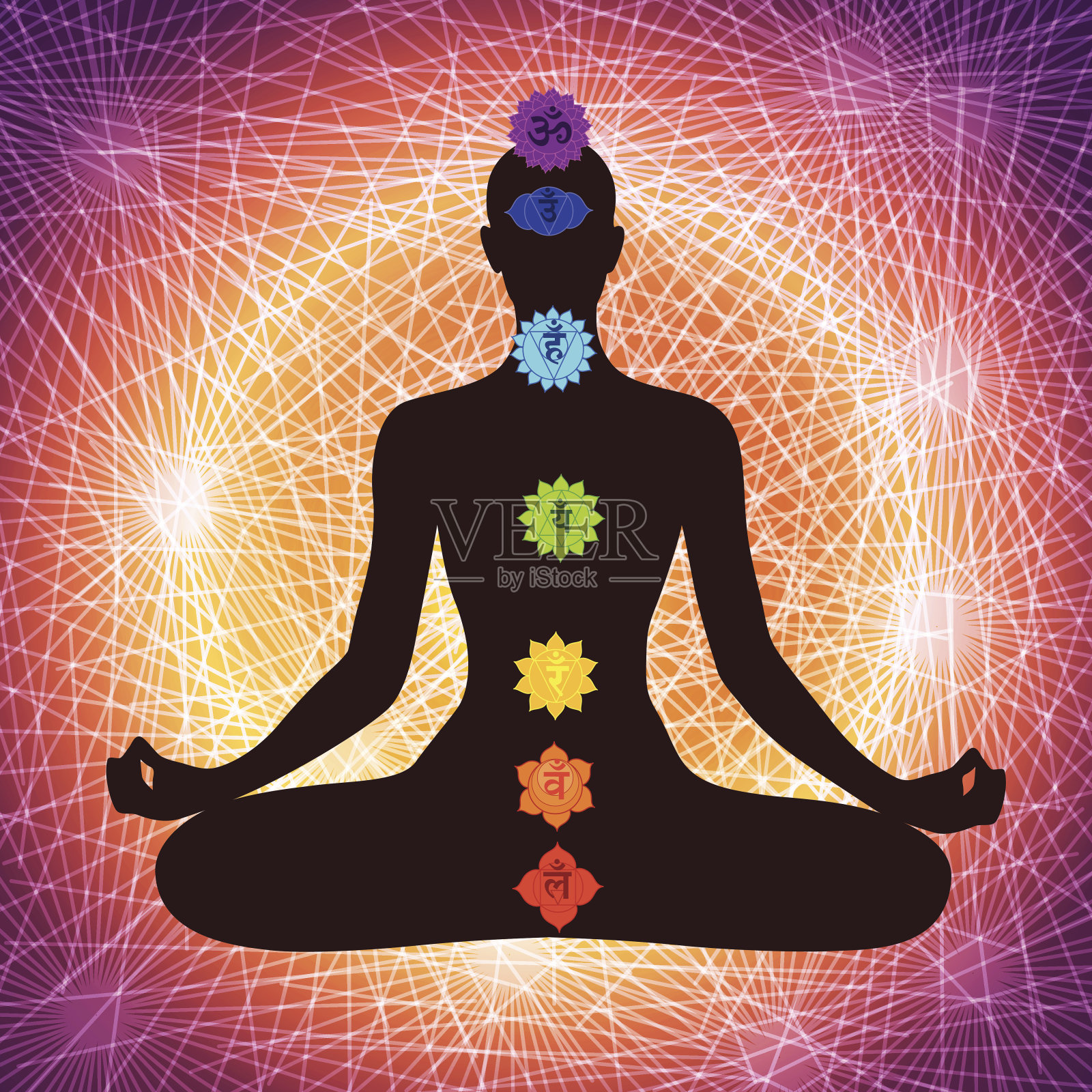冥想和七脉轮插画图片素材