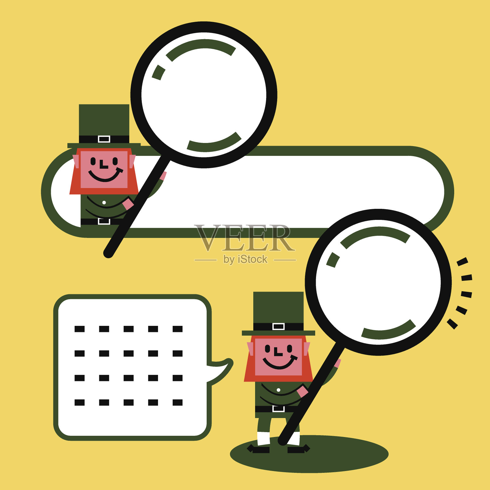 圣帕特里克日的小妖精和放大镜插画图片素材