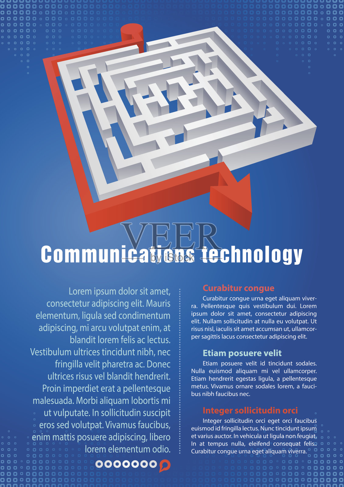 3D圆形红色解决迷宫插画图片素材