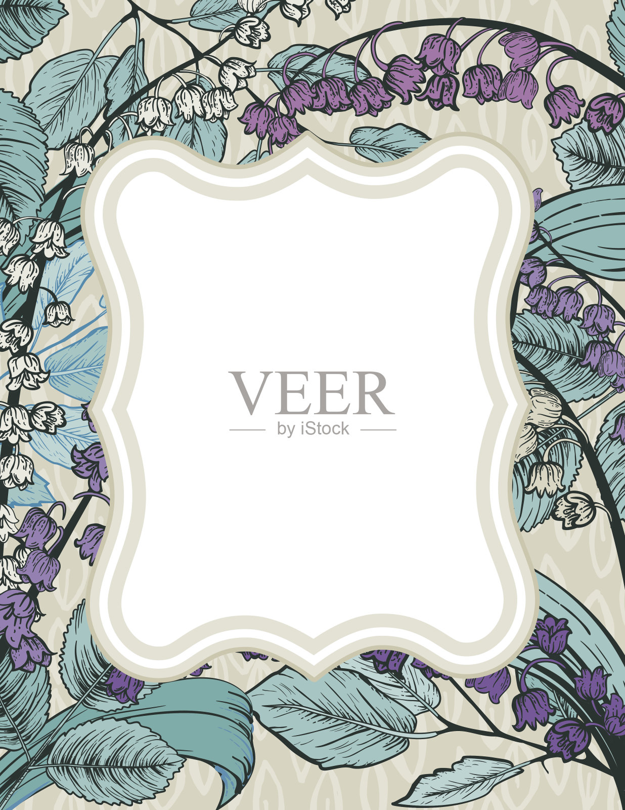 优雅的植物花卉背景与框架和复制空间插画图片素材