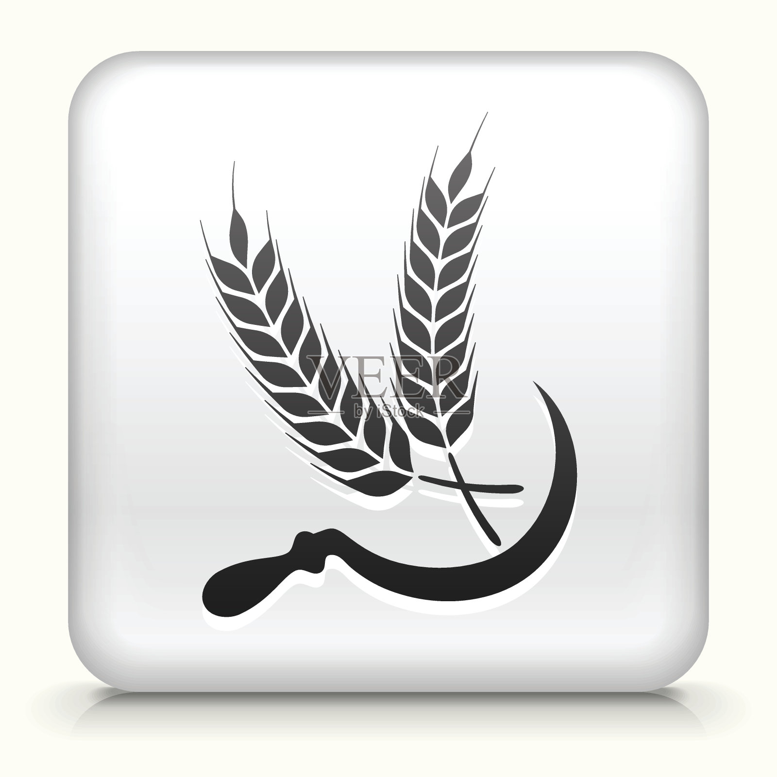 方形按钮与小麦版税免费矢量艺术插画图片素材