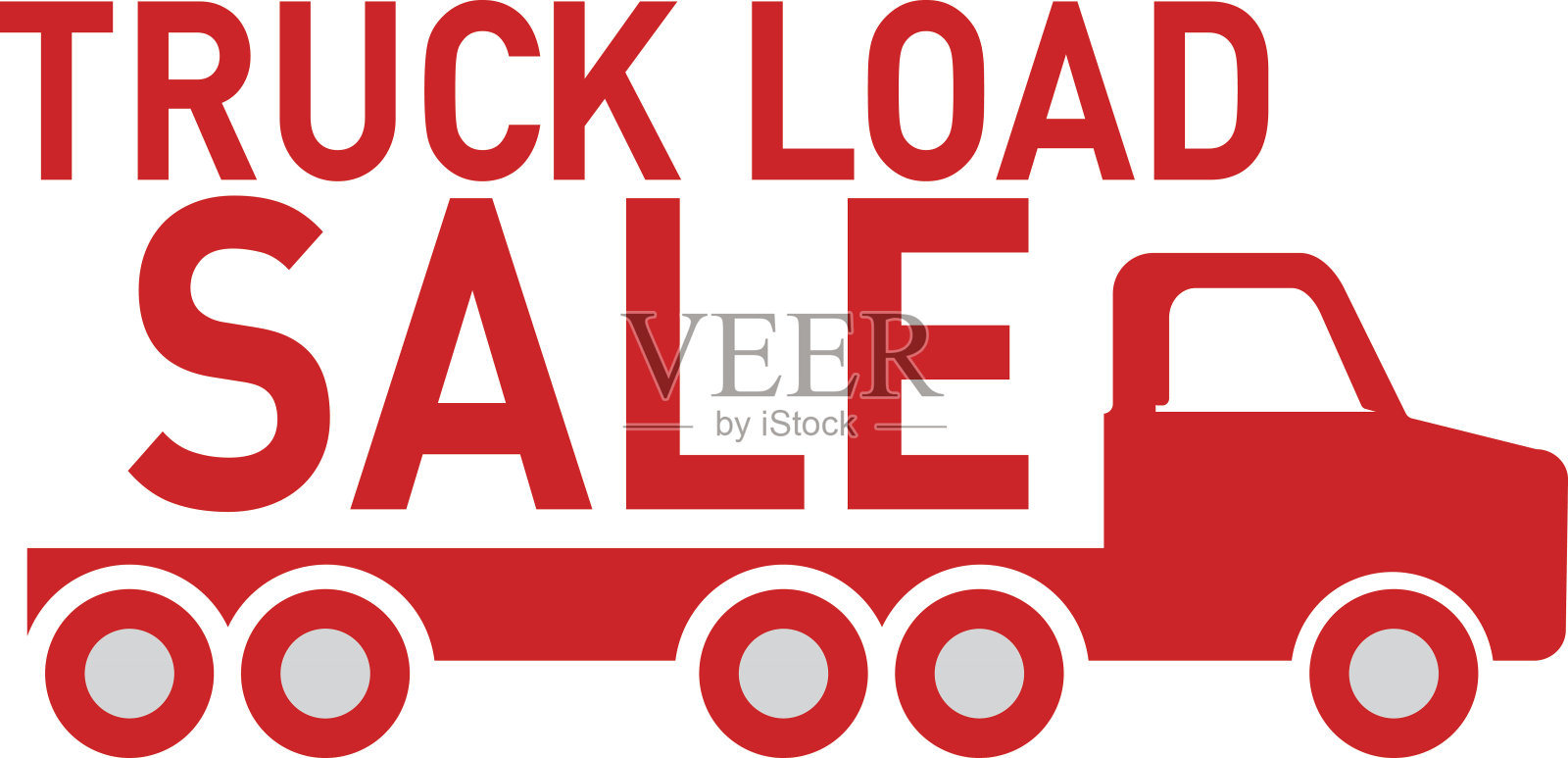 卡车装载销售事件图标在红色设计元素图片