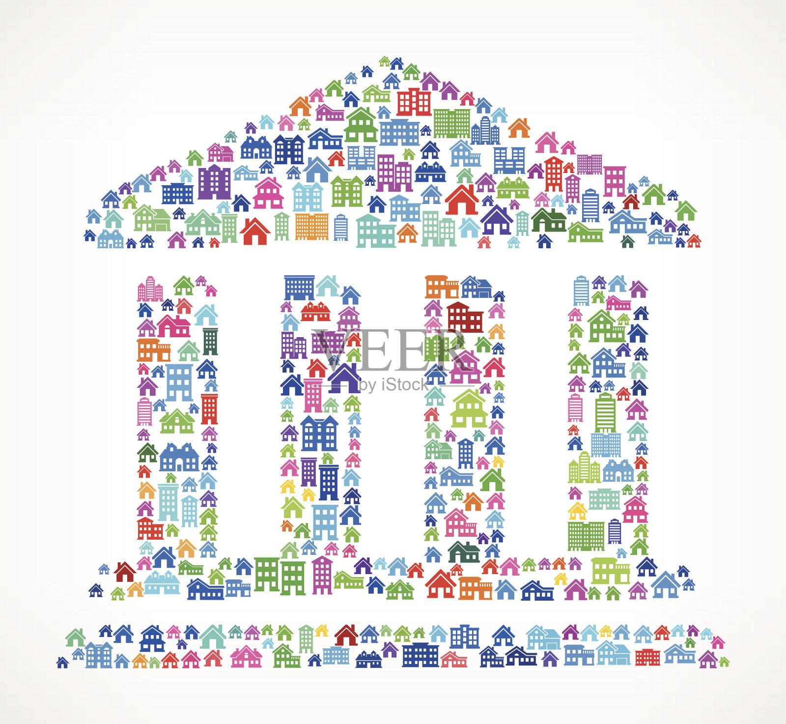 建筑与列房地产界面图标模式插画图片素材