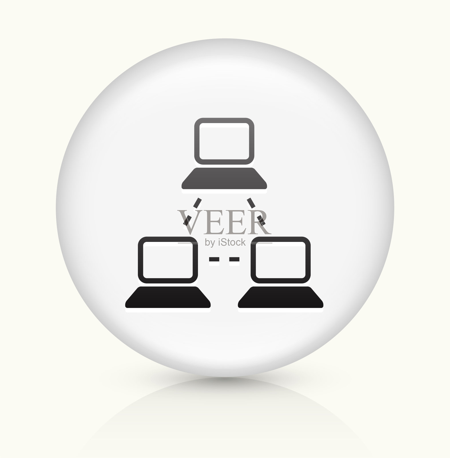 电脑网页图标上的白色圆形矢量按钮插画图片素材