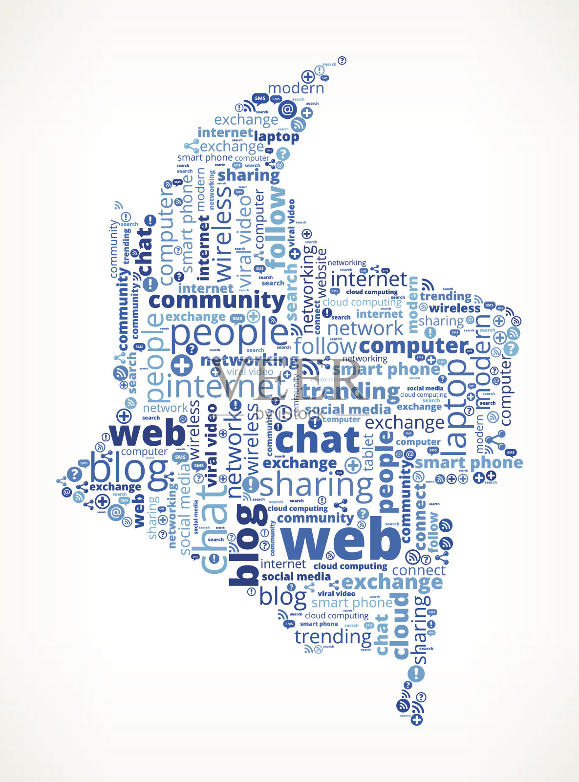 哥伦比亚科技和互联网文字云插画图片素材