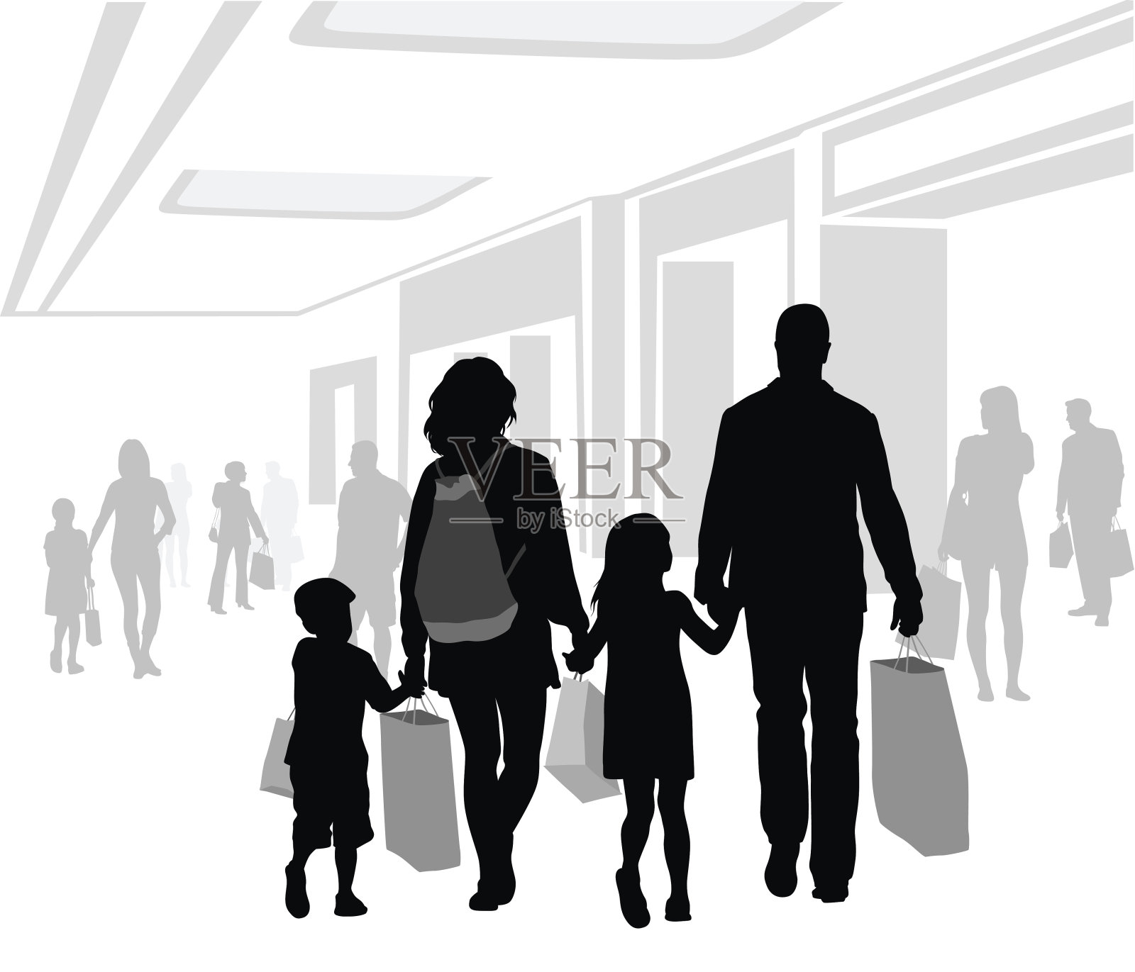 家庭购物中心购物插画图片素材