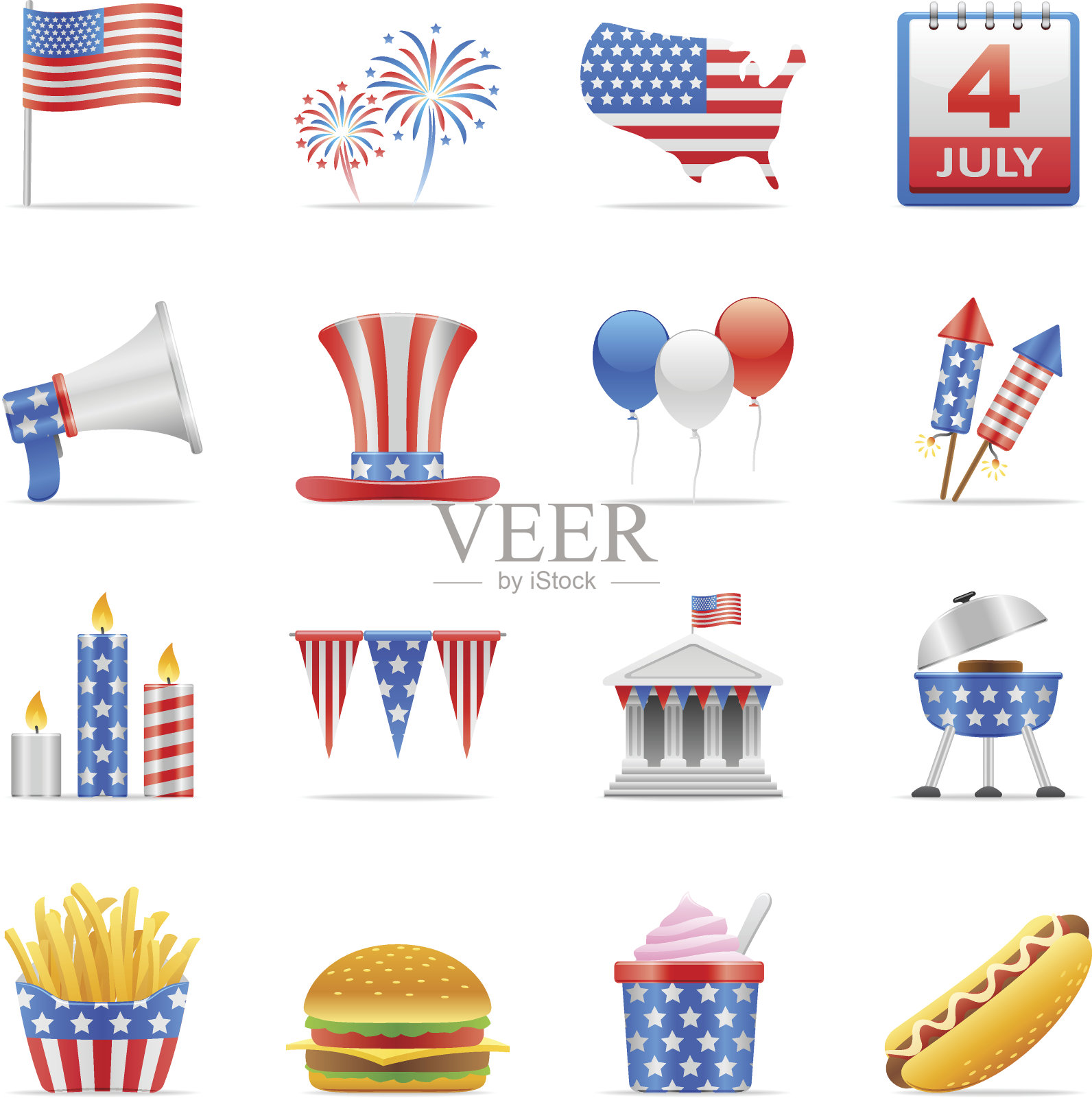 彩色图标-独立日插画图片素材