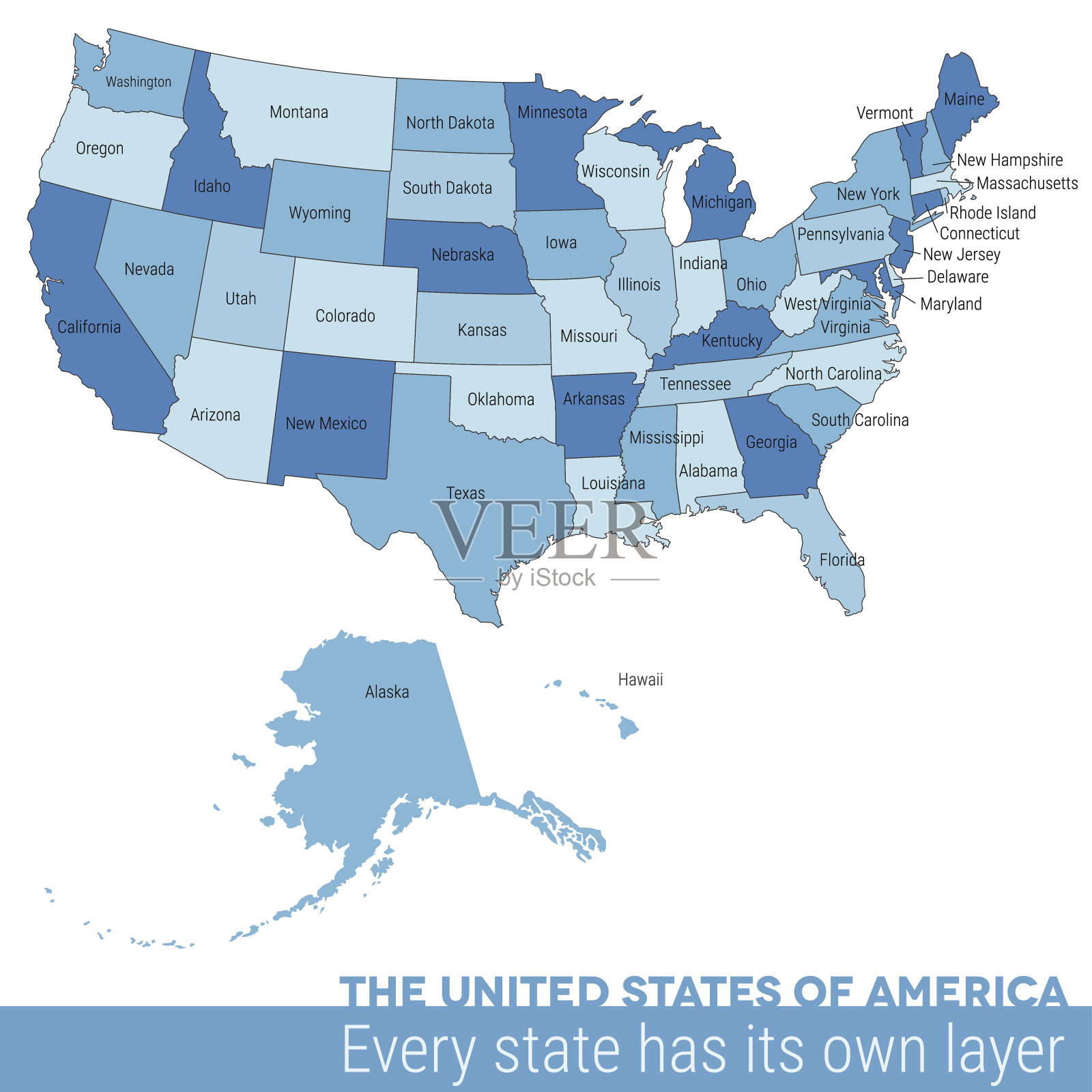 美利坚合众国地图插画图片素材