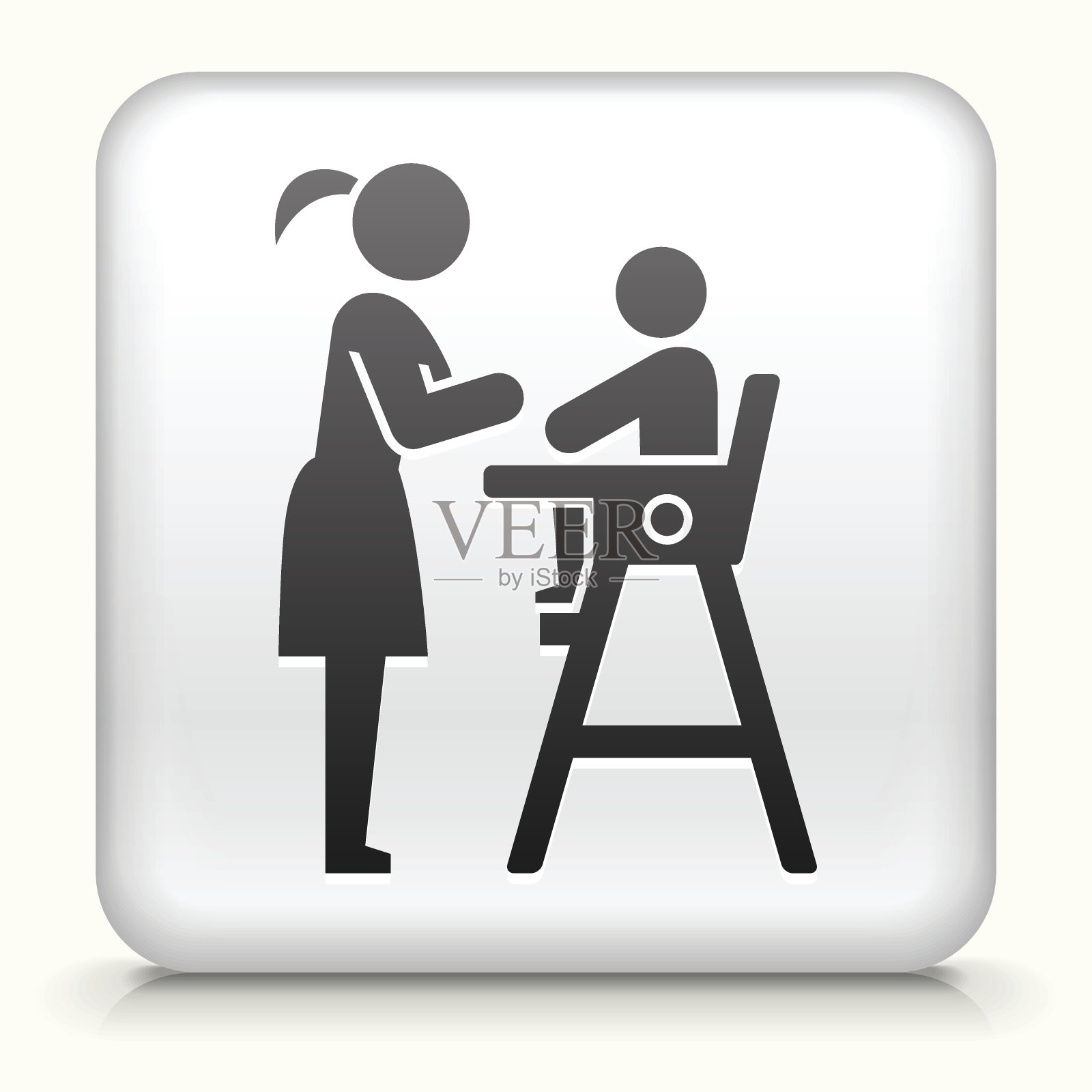 方形按钮与婴儿和母亲版税免费矢量艺术插画图片素材