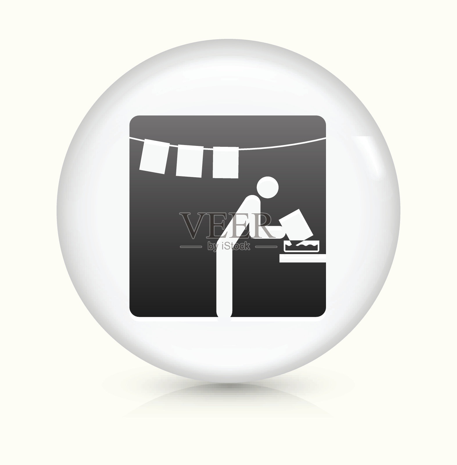 开发照片暗室图标上的白色圆形矢量按钮插画图片素材