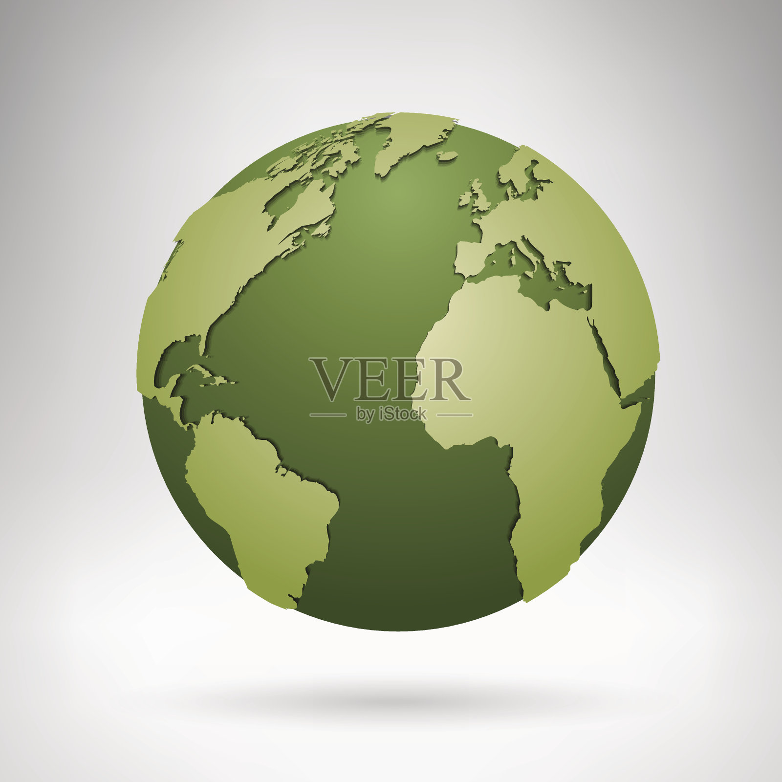 灰色房间里有绿色大陆的地球仪设计元素图片