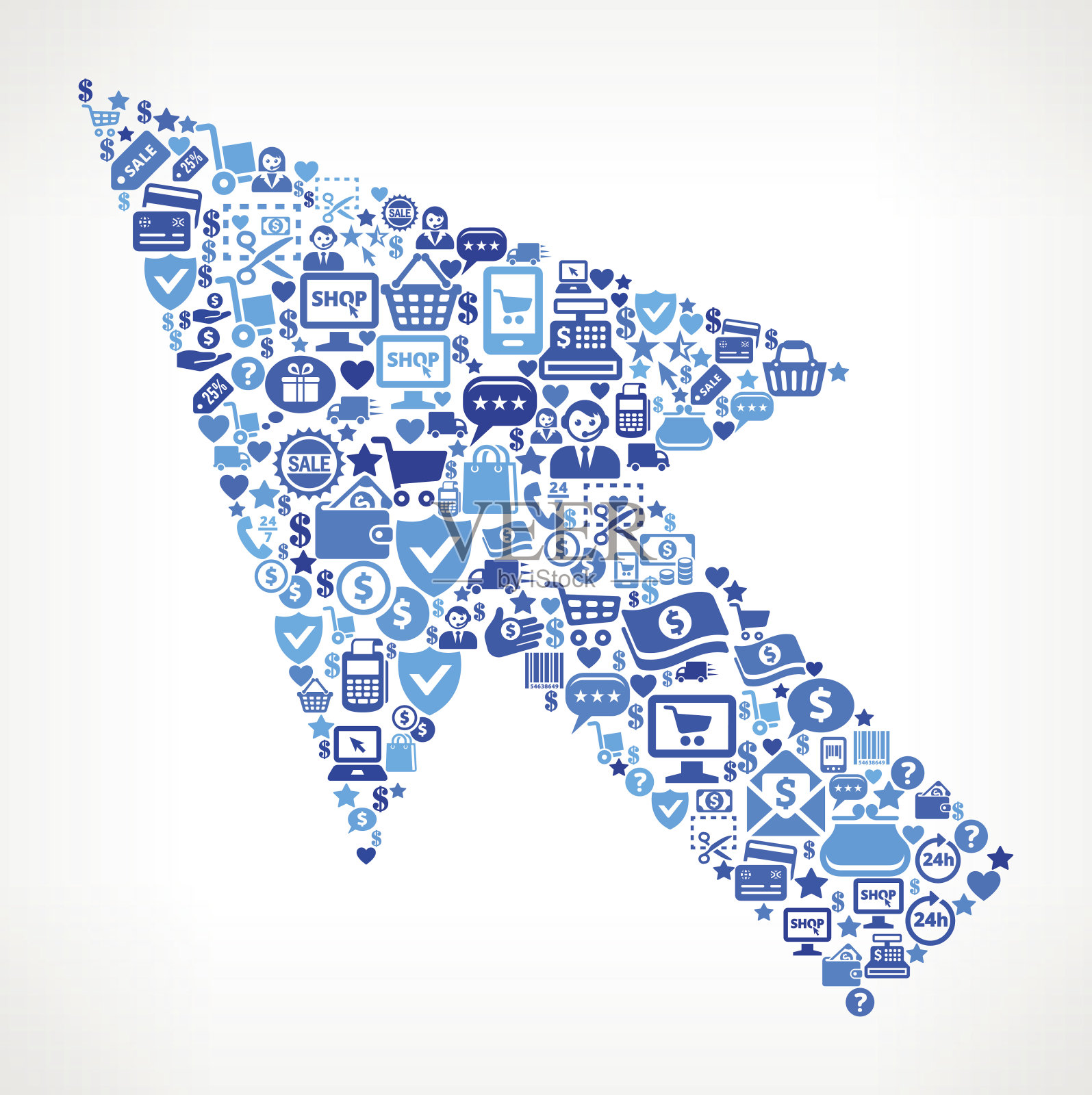 鼠标光标购物和商业蓝色图标模式插画图片素材