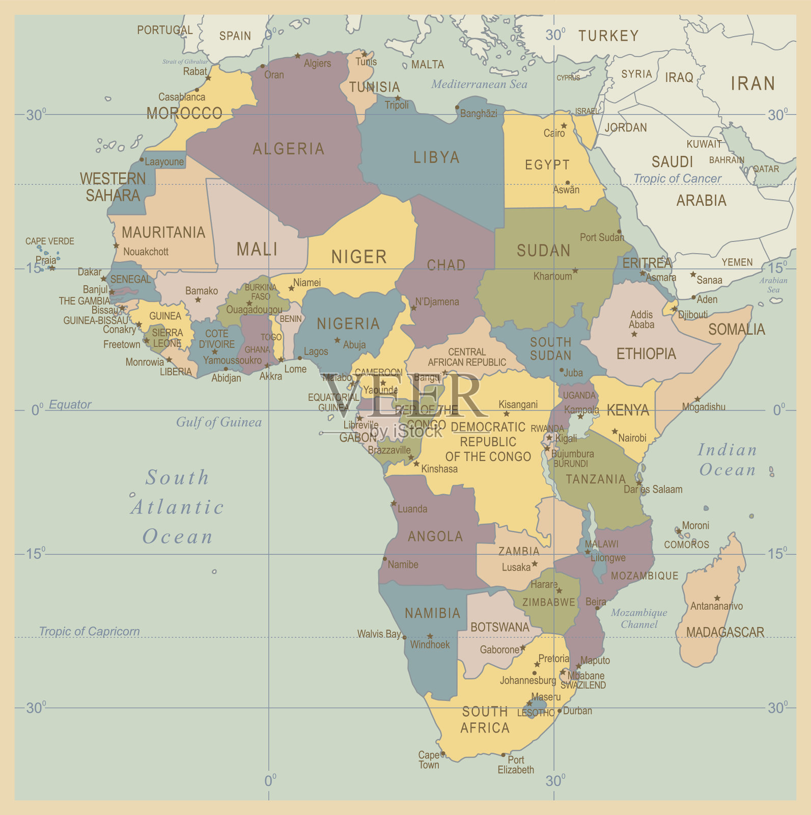 非洲复古地图插画图片素材