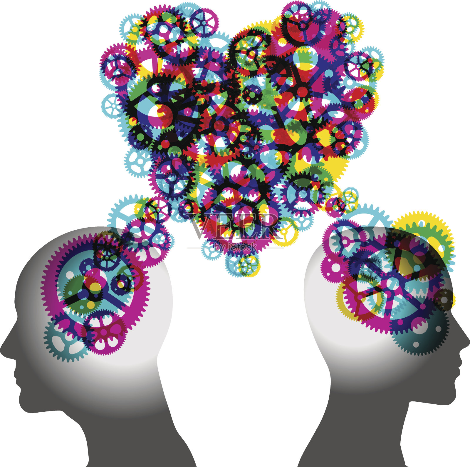 爱齿轮连接插画图片素材