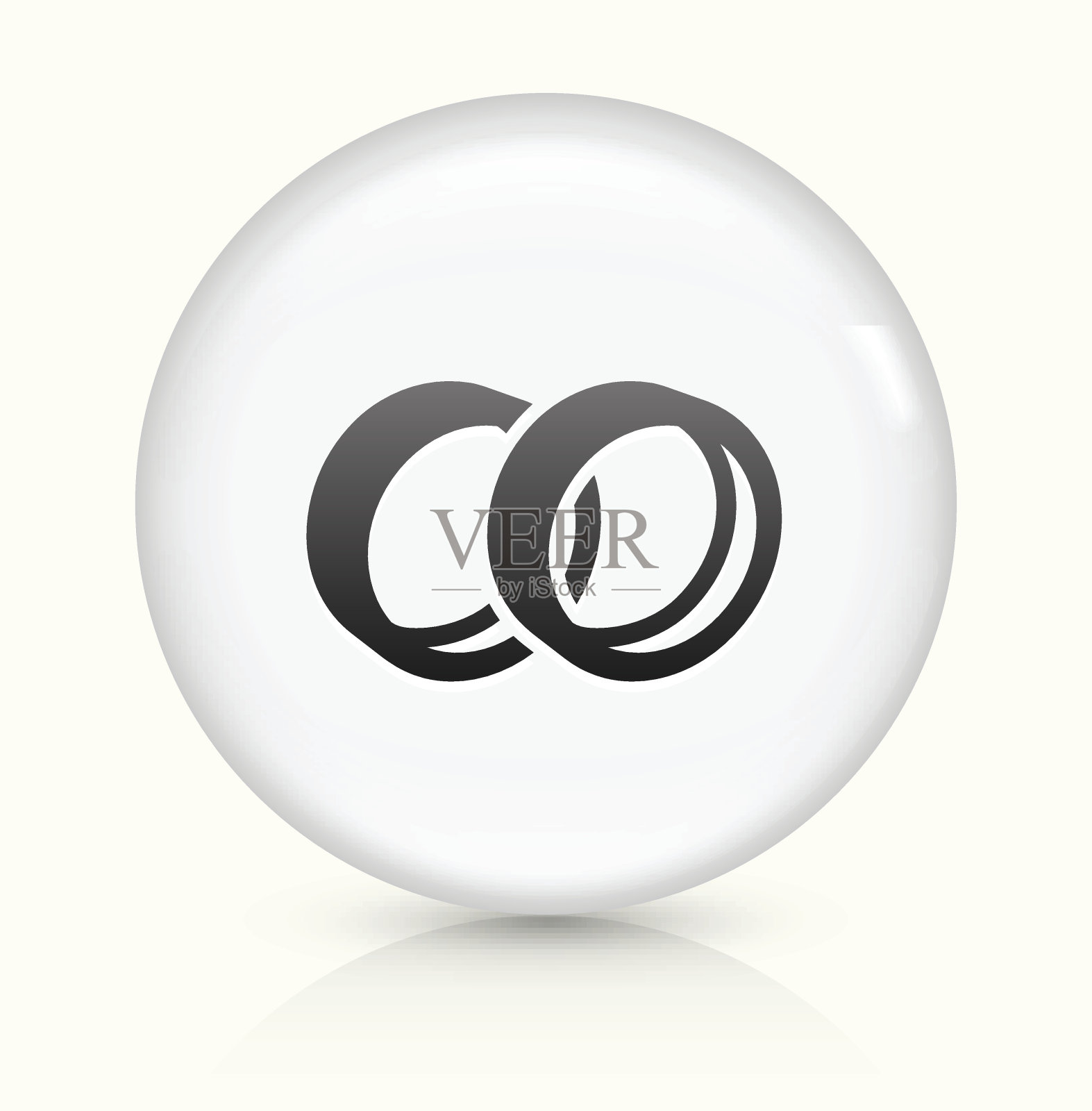 结婚戒指图标上的白色圆形矢量按钮图标素材