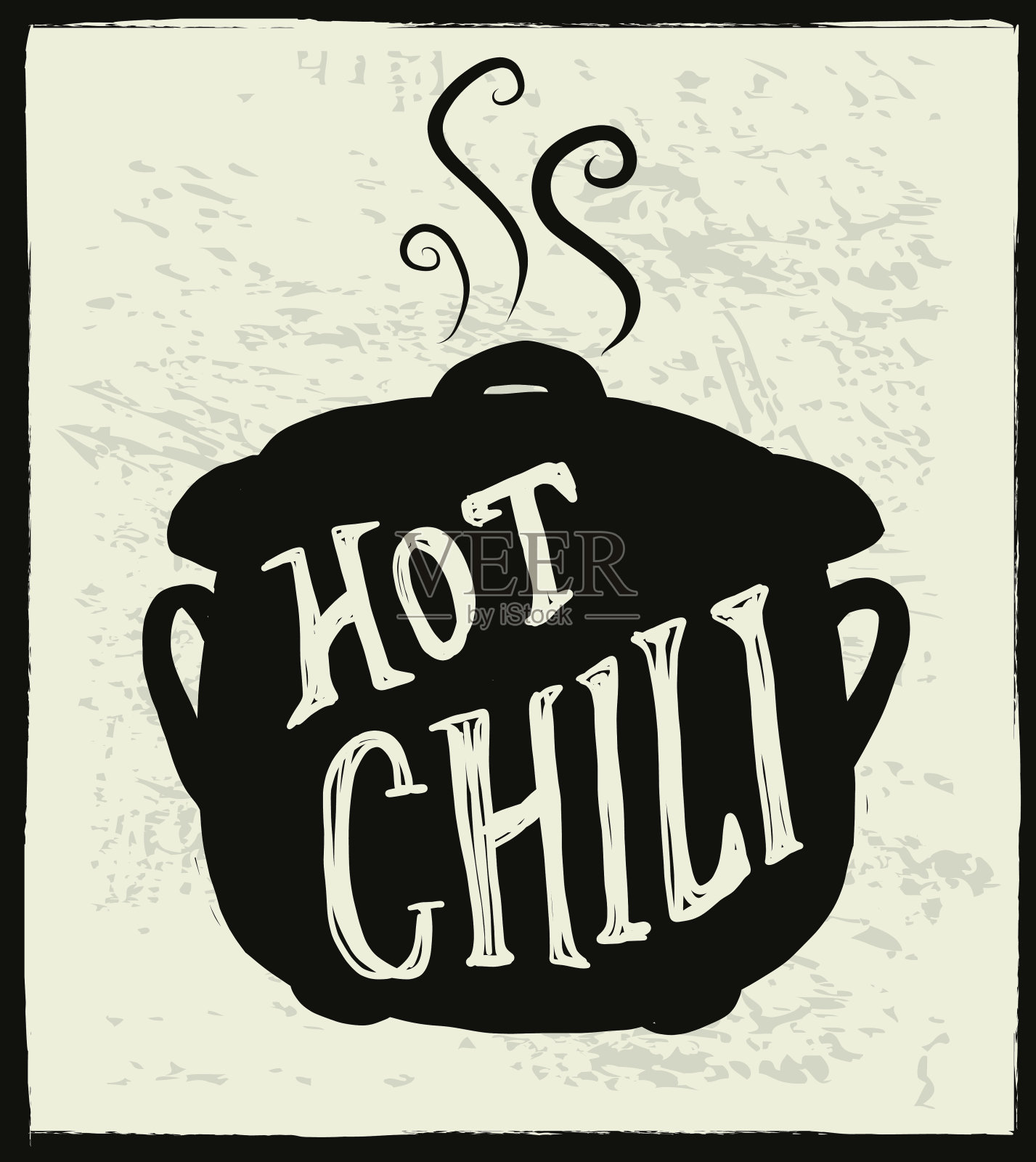 辣锅标签手写刻字设计插画图片素材