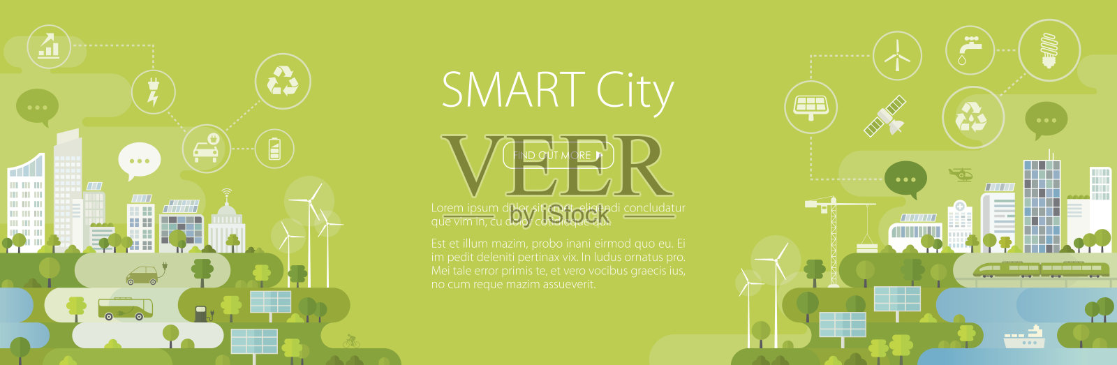 智能城市旗帜设计模板素材