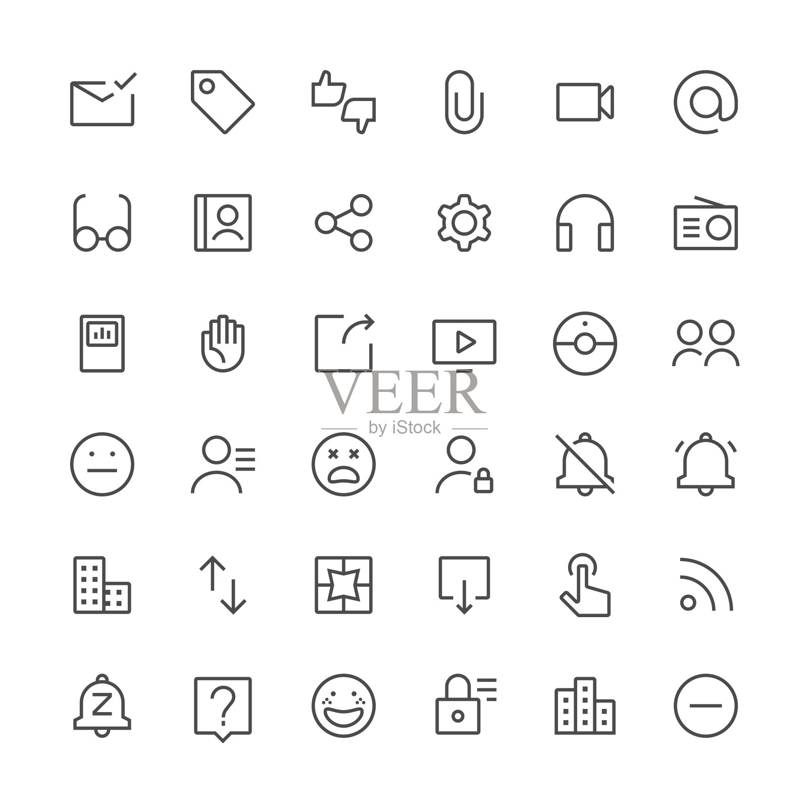 社交媒体图标设置3 | Thin Line系列图标素材