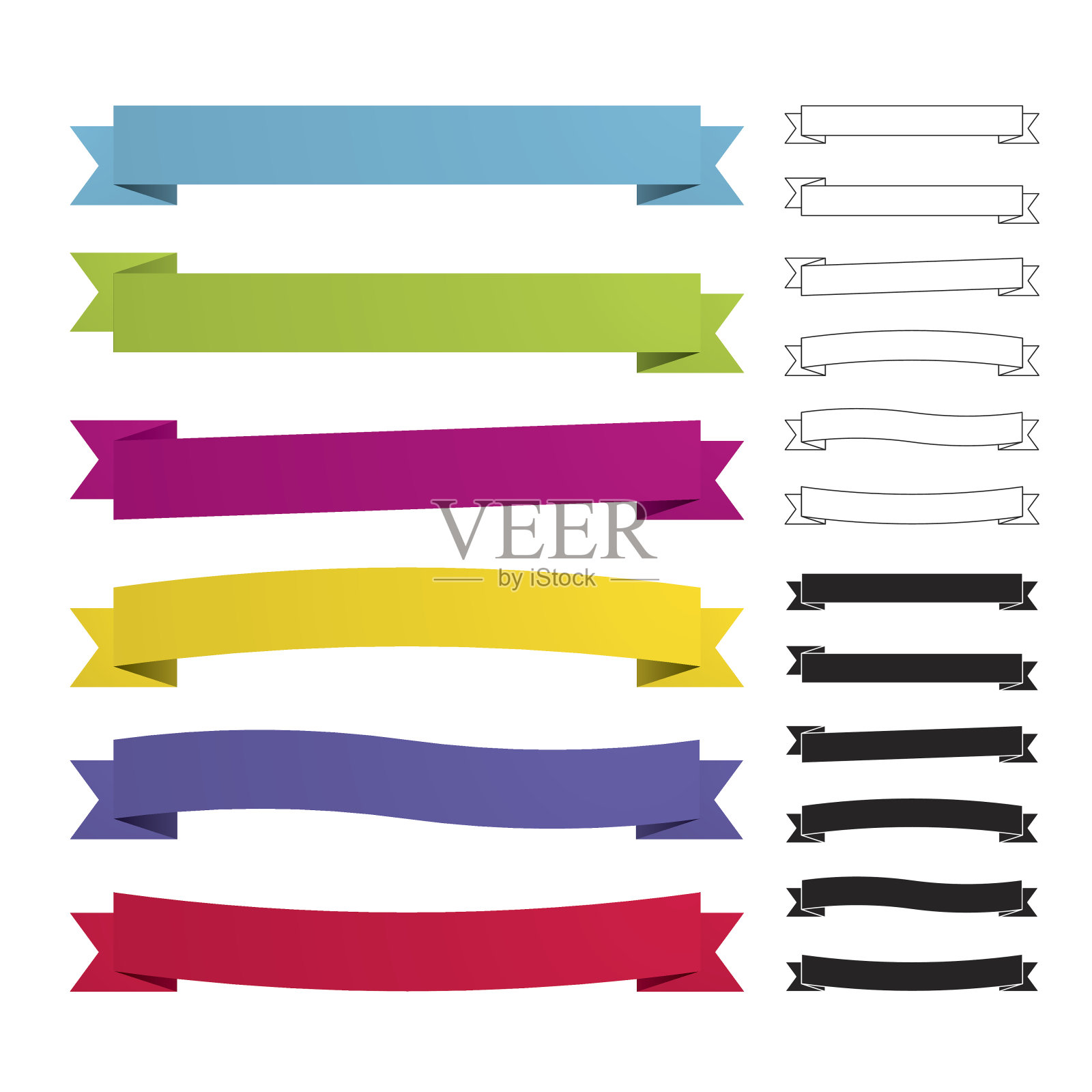 简单彩带套装插画图片素材