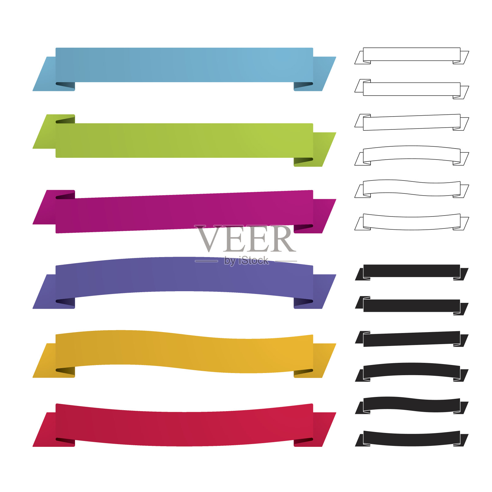 简单彩带套装插画图片素材