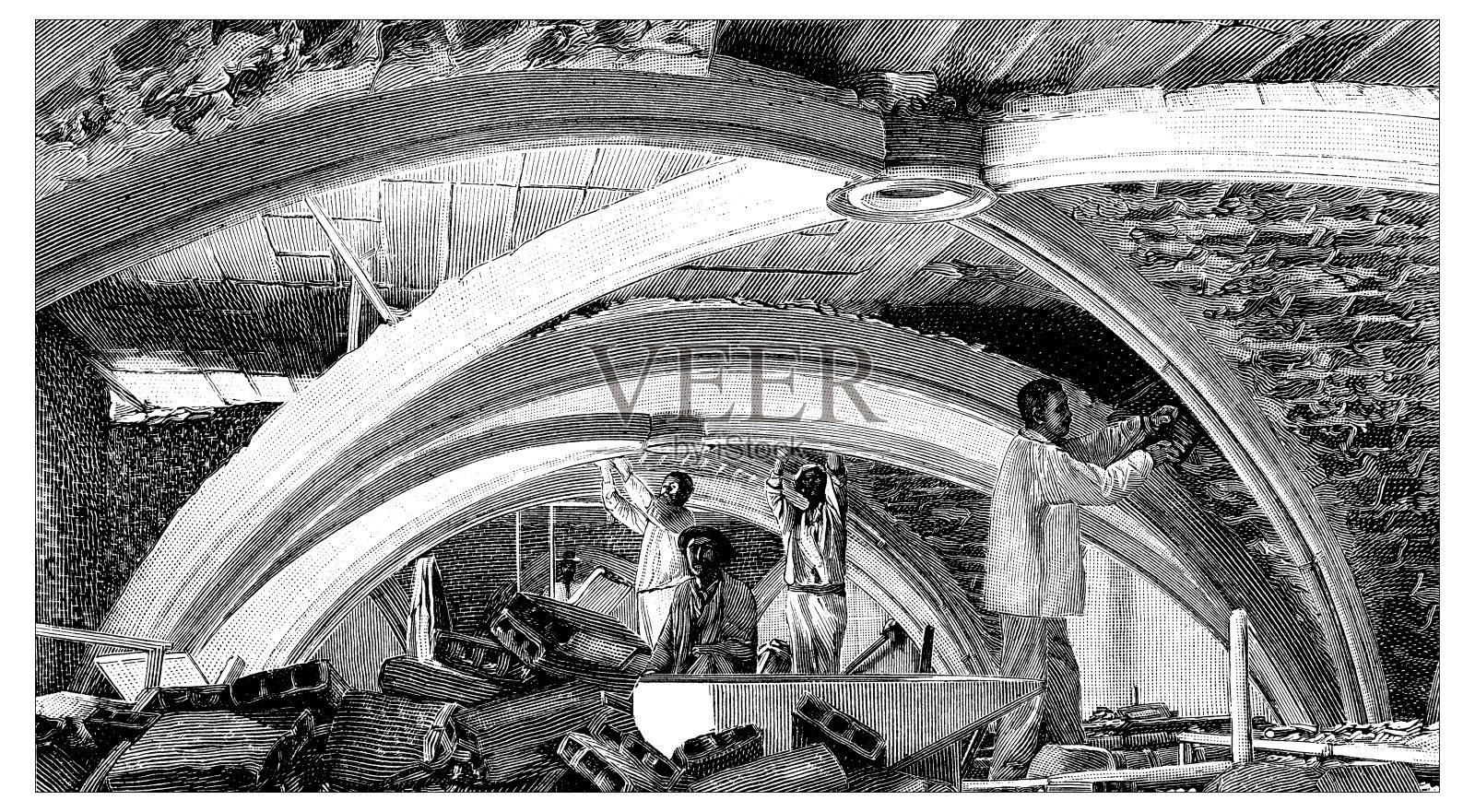 古色古香的拱顶插图插画图片素材