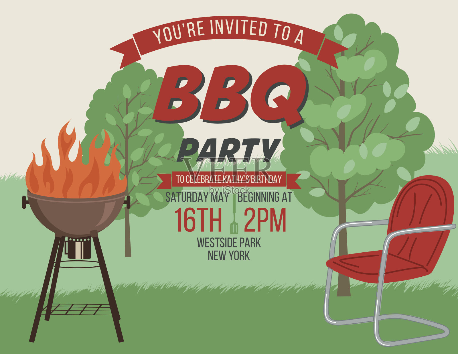 复古风格的烧烤派对邀请模板设计模板素材