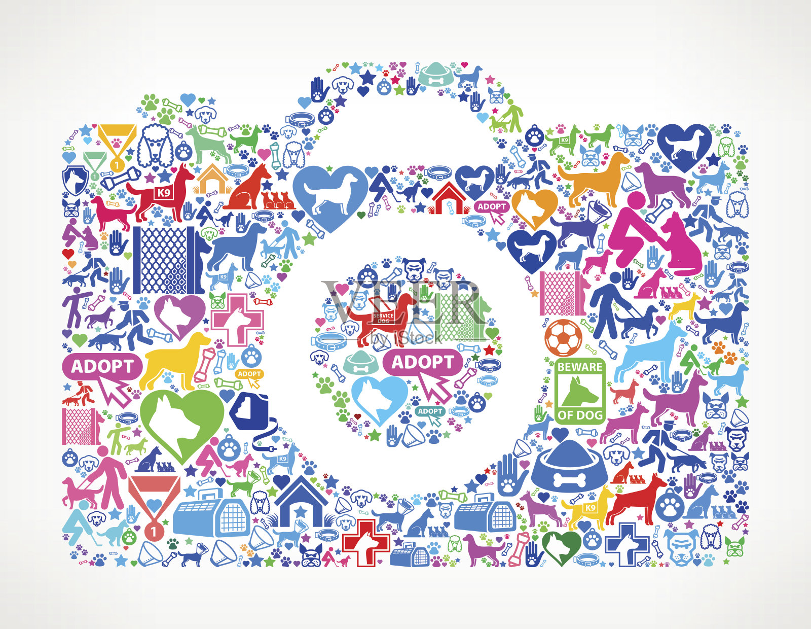 手和心狗和狗宠物彩色图标图案插画图片素材