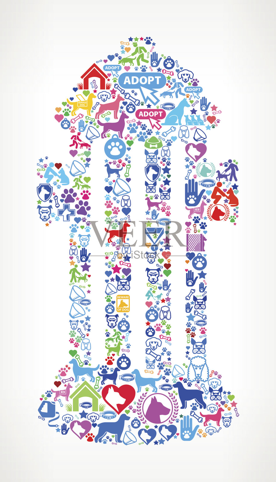 消防栓狗和狗宠物彩色图标图案插画图片素材