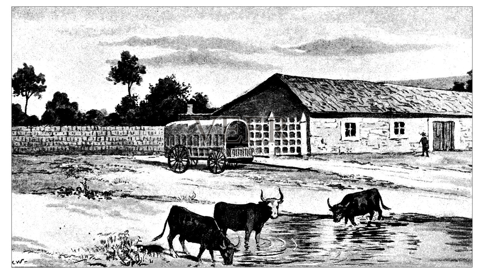 古董农场插图插画图片素材