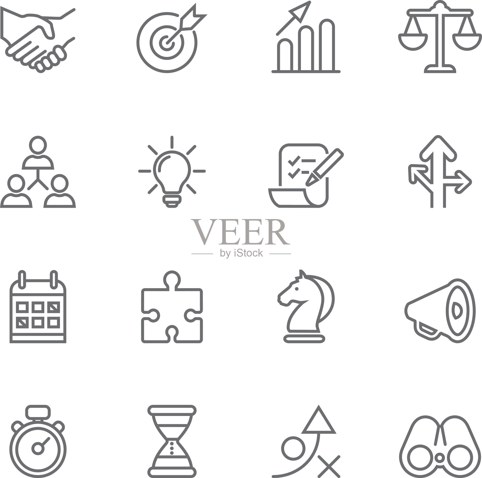 战略业务成功管理线图标| EPS10图标素材