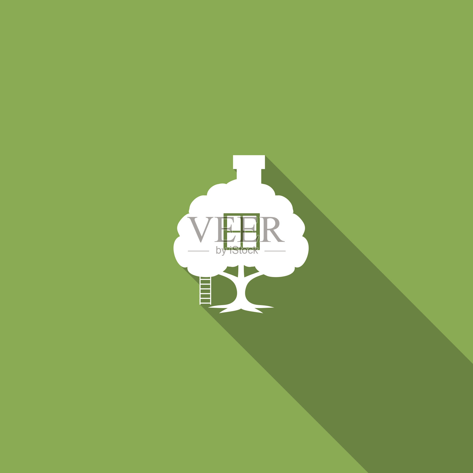 环境自然平坦的颜色图标-长阴影插画图片素材