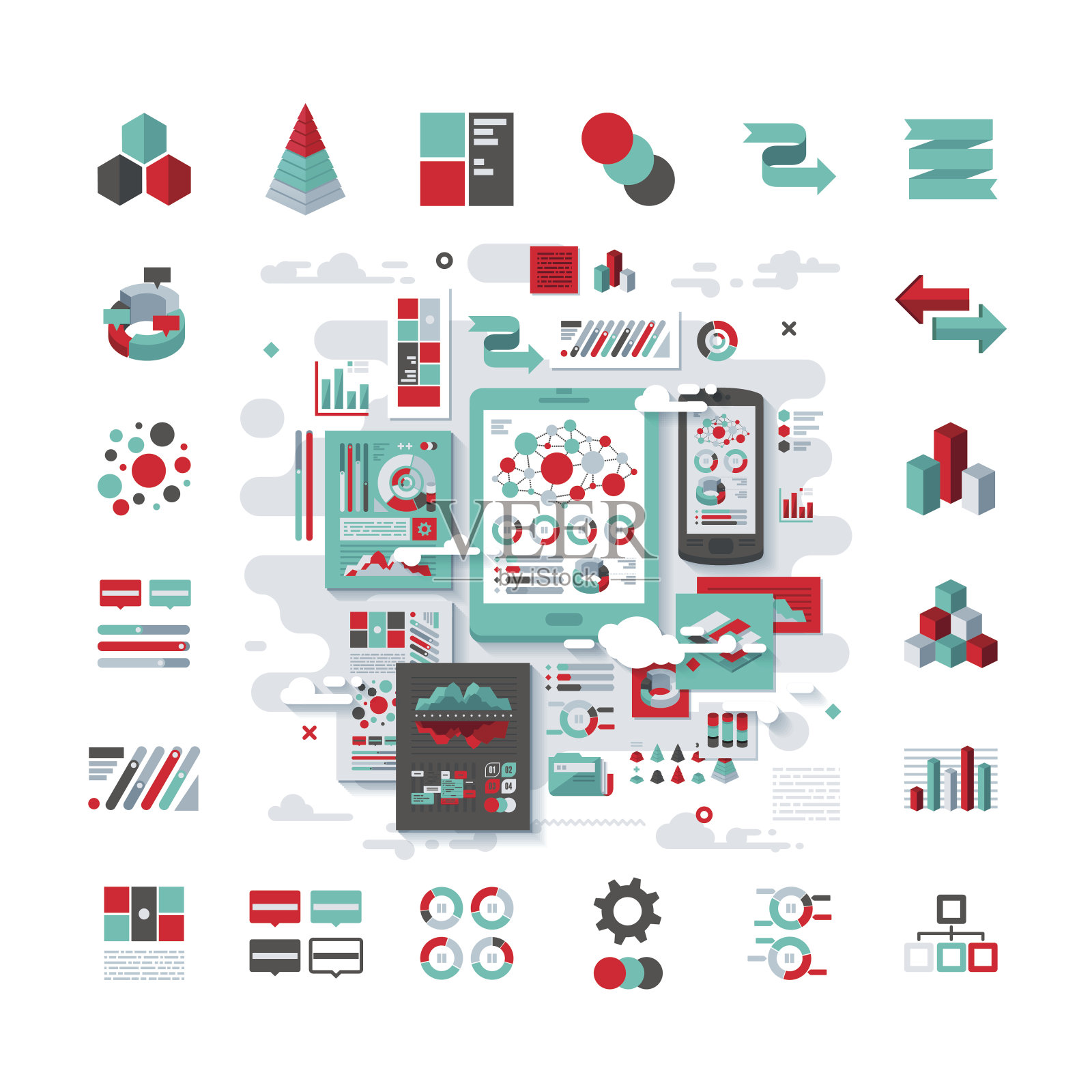 大数据信息图收集插画图片素材