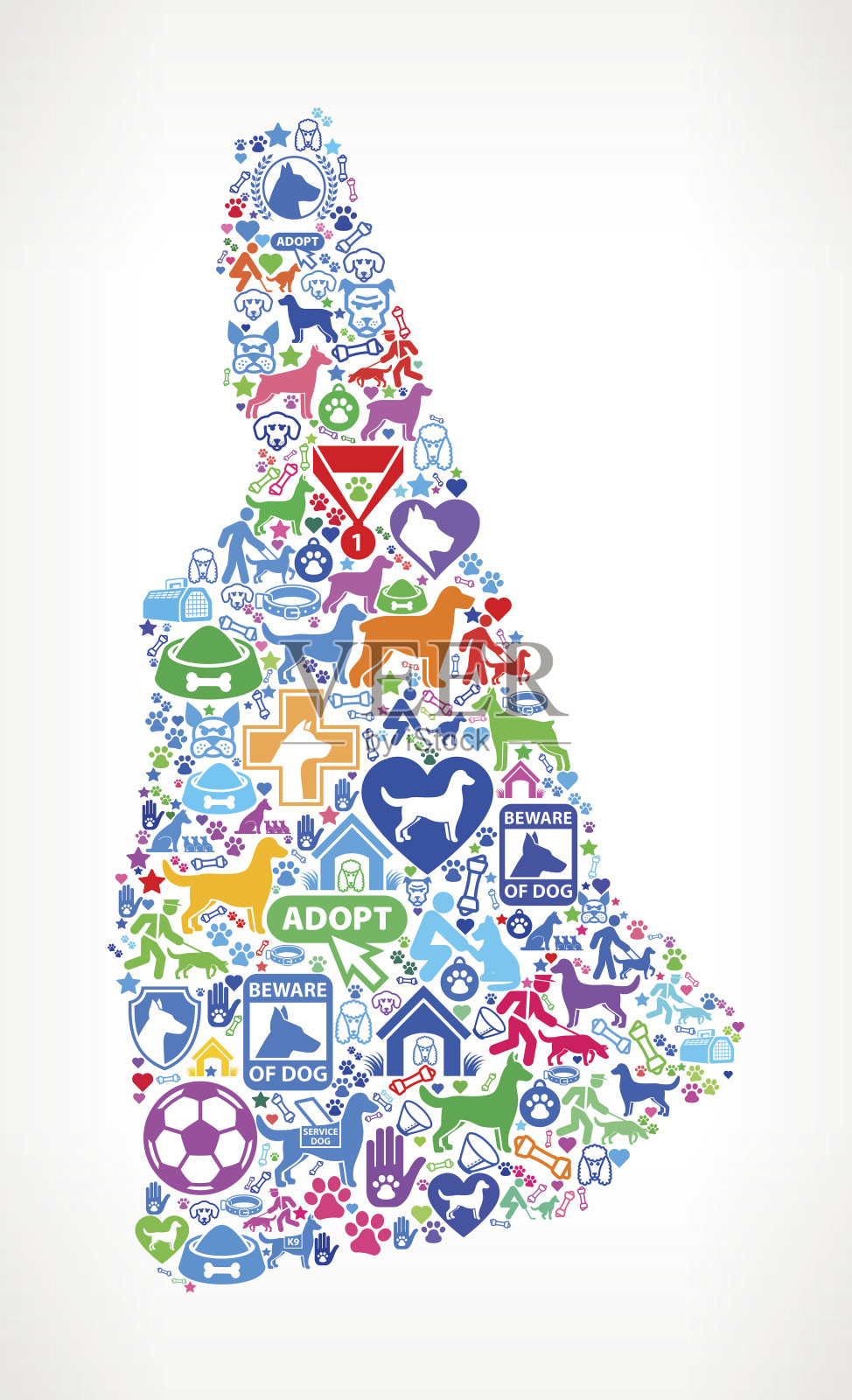 新罕布什尔狗和狗宠物彩色图标图案插画图片素材