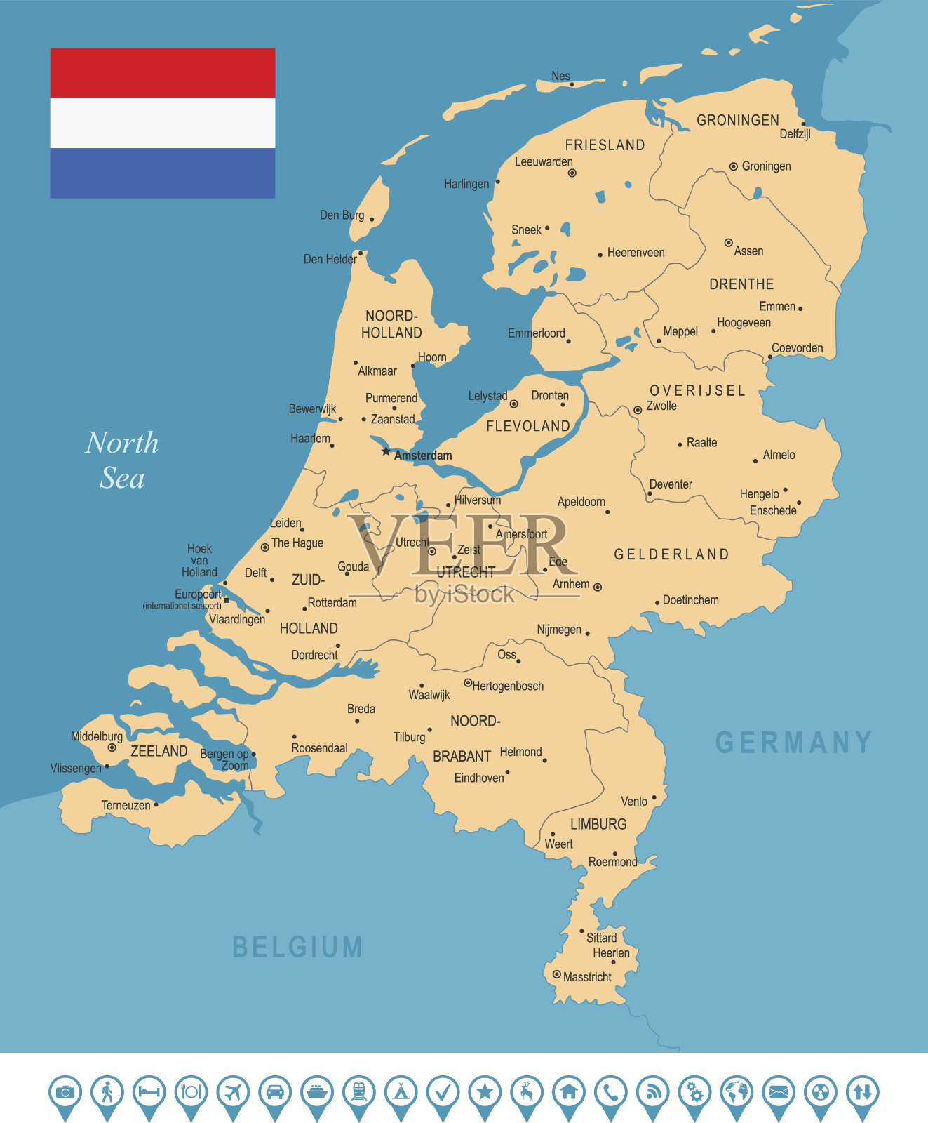 荷兰地图插画图片素材