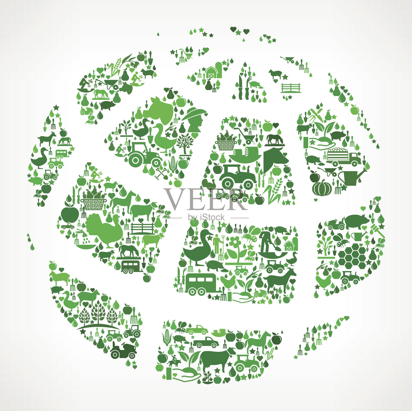全球农业和农业绿色图标模式插画图片素材