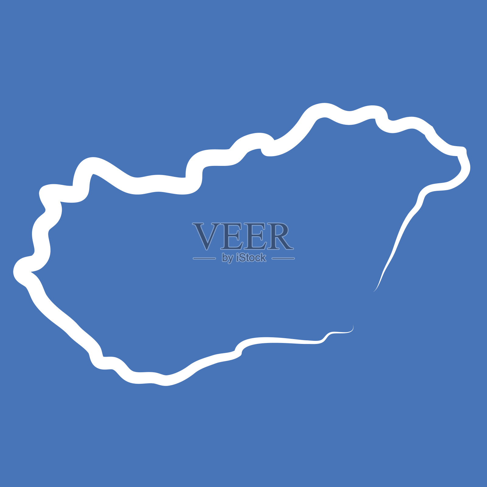 匈牙利轮廓地图由单线绘制而成设计元素图片