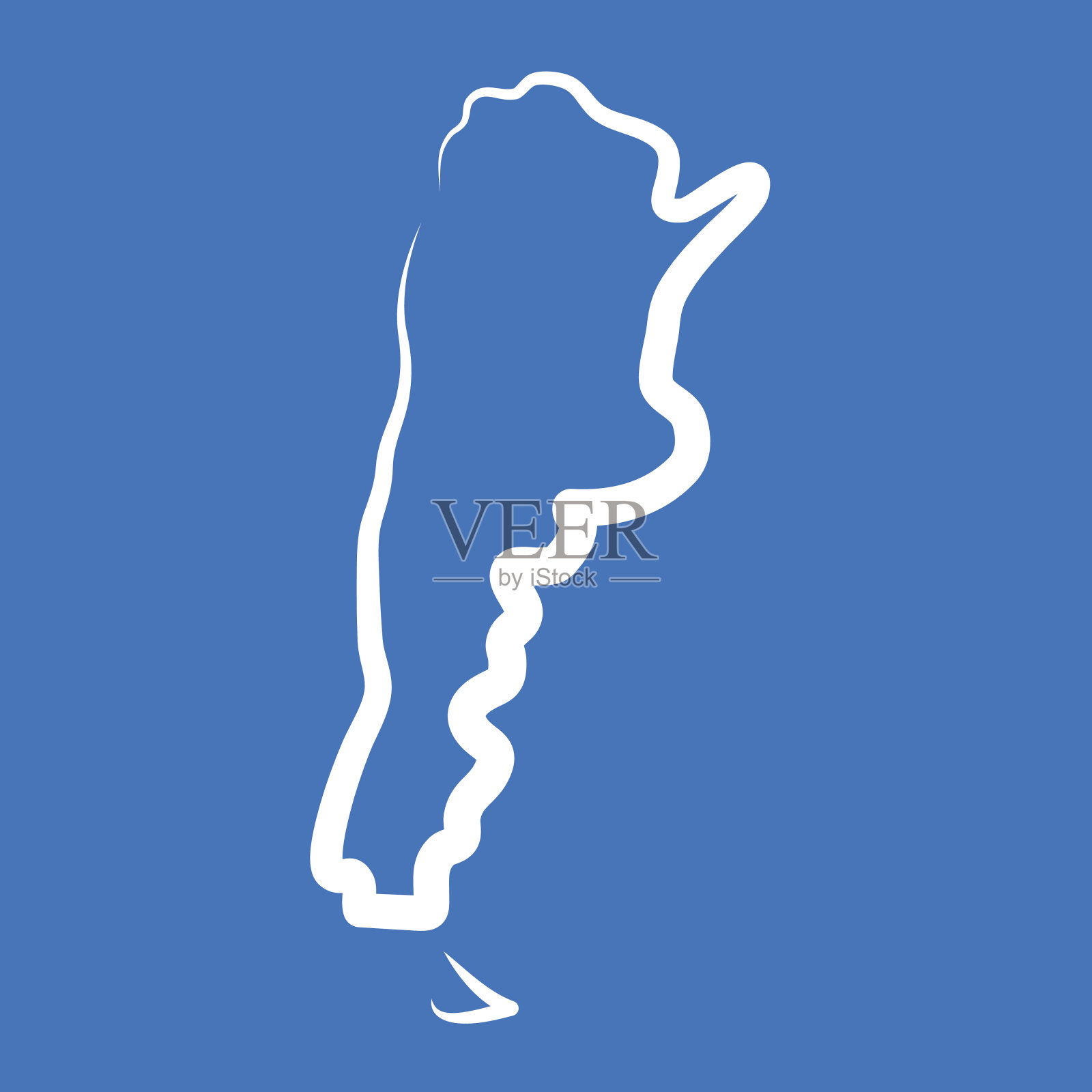 阿根廷轮廓地图由单线制成插画图片素材