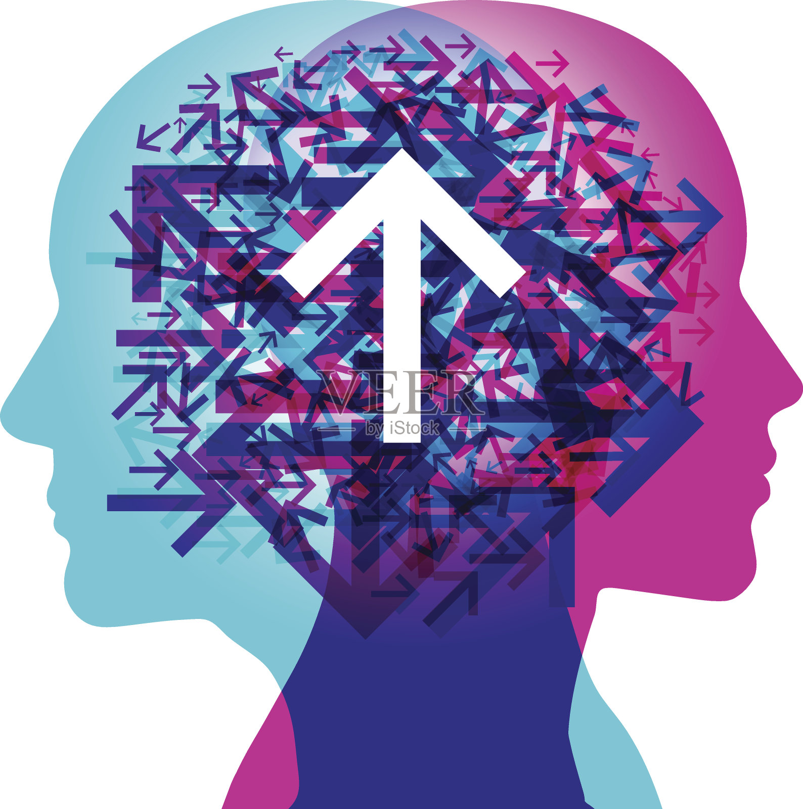 思想方向-向上插画图片素材