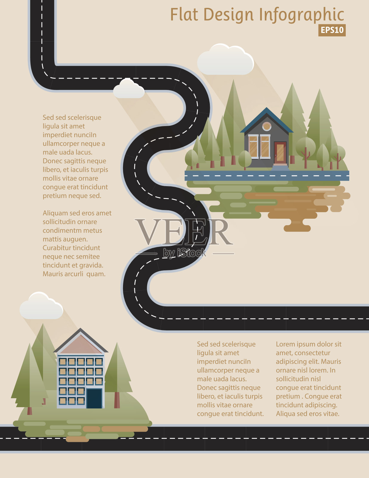 Flat Design House信息图插画图片素材