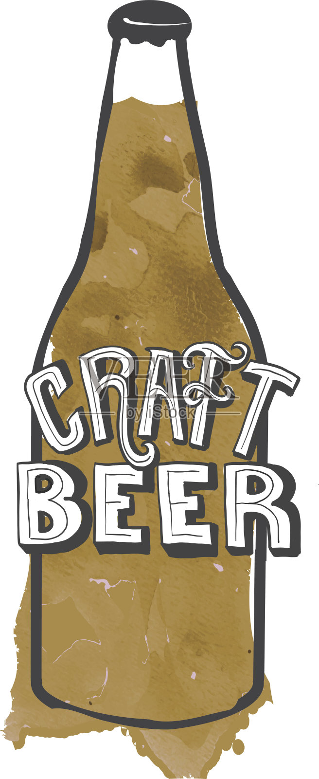 手工啤酒瓶标签刻字设计插画图片素材