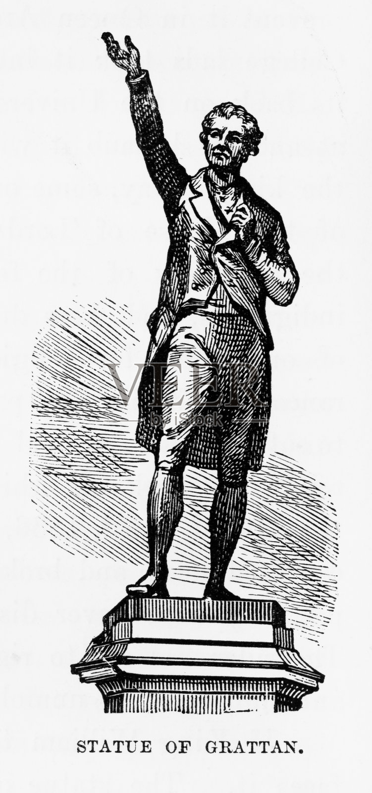 亨利·格拉坦雕像，都柏林，爱尔兰维多利亚时代雕刻，大约1840年设计元素图片