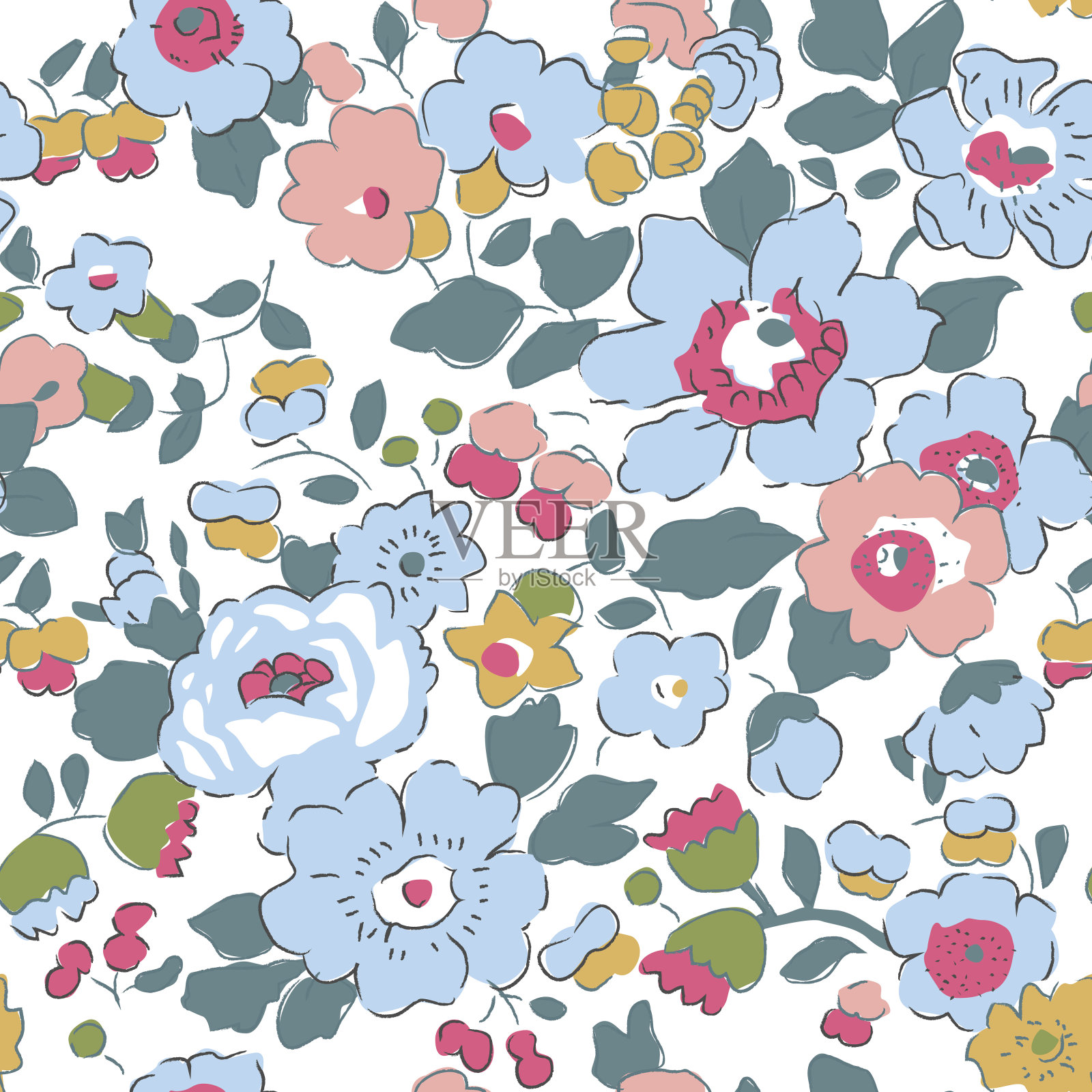 优雅的花图案连续的背景插画图片素材