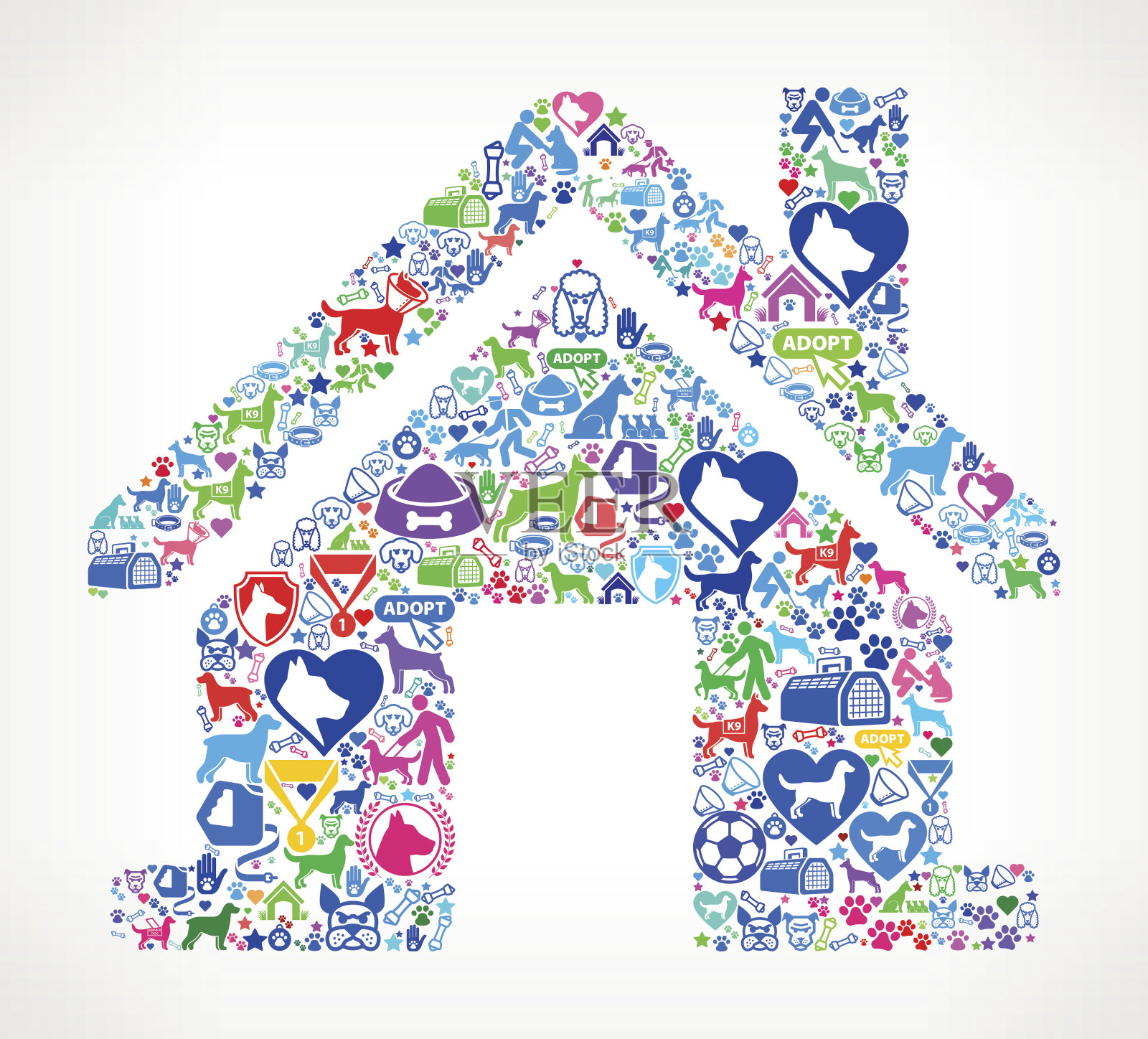 家狗和狗宠物彩色图标图案插画图片素材