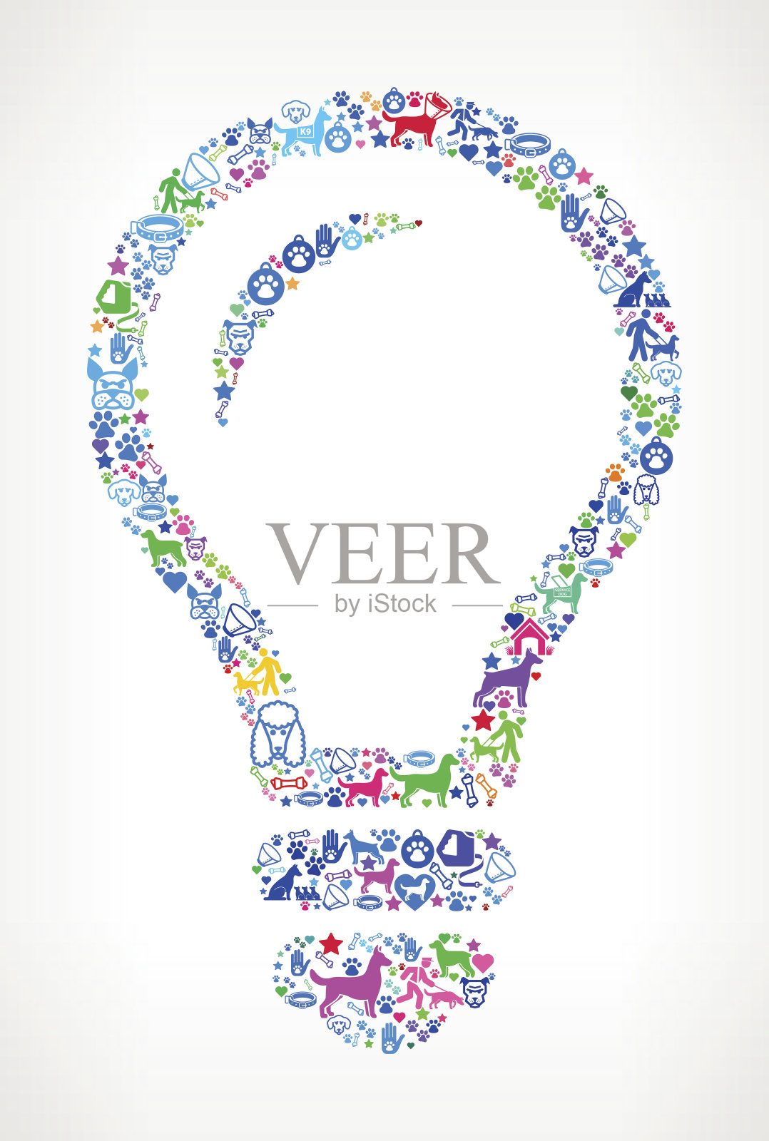 灯泡狗和狗宠物彩色图标图案插画图片素材